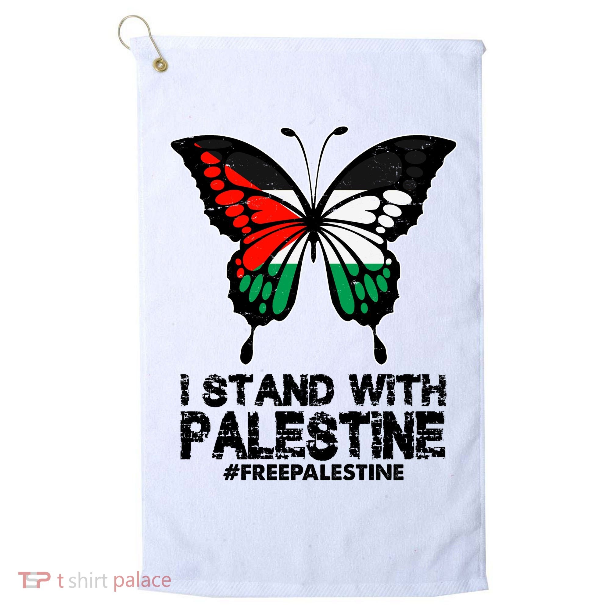 I Stand With Palestine Free Palestine Butterfly Golf Towel