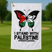 I Stand With Palestine Free Palestine Butterfly Golf Towel thumb 1