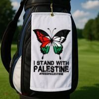I Stand With Palestine Free Palestine Butterfly Golf Towel thumb 2