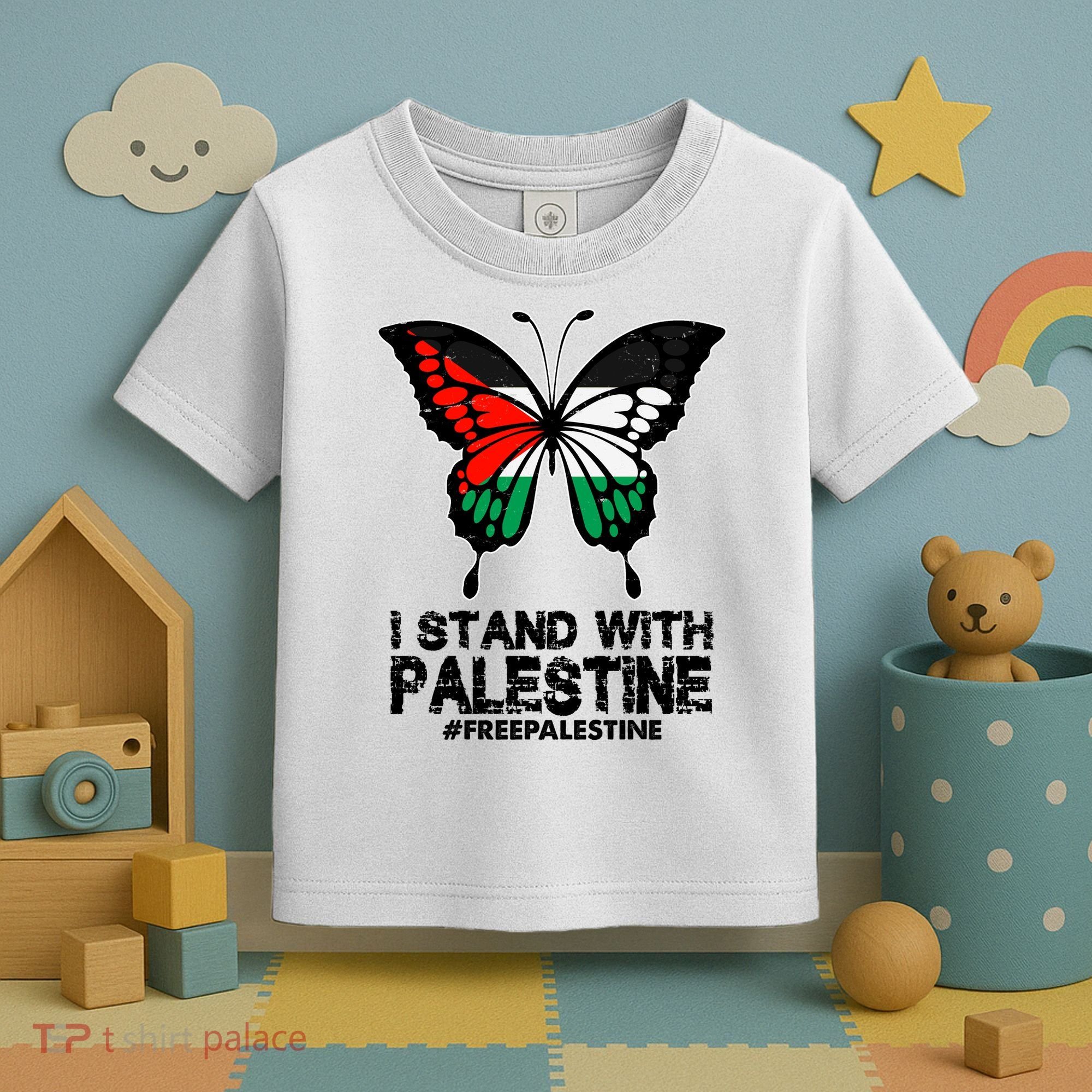 I Stand With Palestine Free Palestine Butterfly Toddler T-Shirt