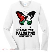 I Stand With Palestine Free Palestine Butterfly Women's Long Sleeve Shirt thumb 0