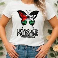 I Stand With Palestine Free Palestine Butterfly Women's T-Shirt thumb 2
