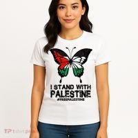 I Stand With Palestine Free Palestine Butterfly Women's T-Shirt thumb 4