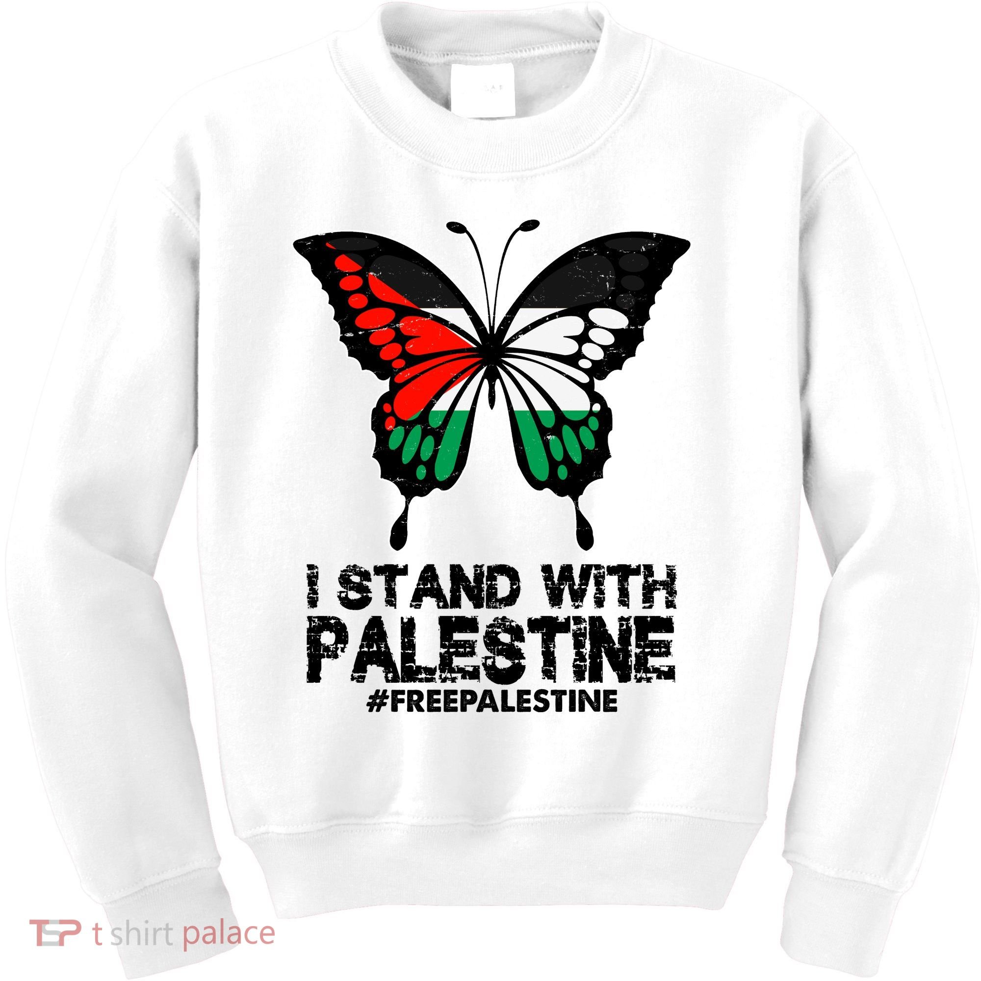 I Stand With Palestine Free Palestine Butterfly Kids Sweatshirt