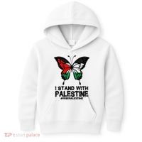 I Stand With Palestine Free Palestine Butterfly Kids Hoodie thumb 0