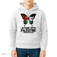 I Stand With Palestine Free Palestine Butterfly Kids Hoodie thumb 4