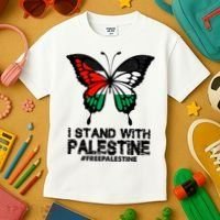 I Stand With Palestine Free Palestine Butterfly Kids T-Shirt thumb 3