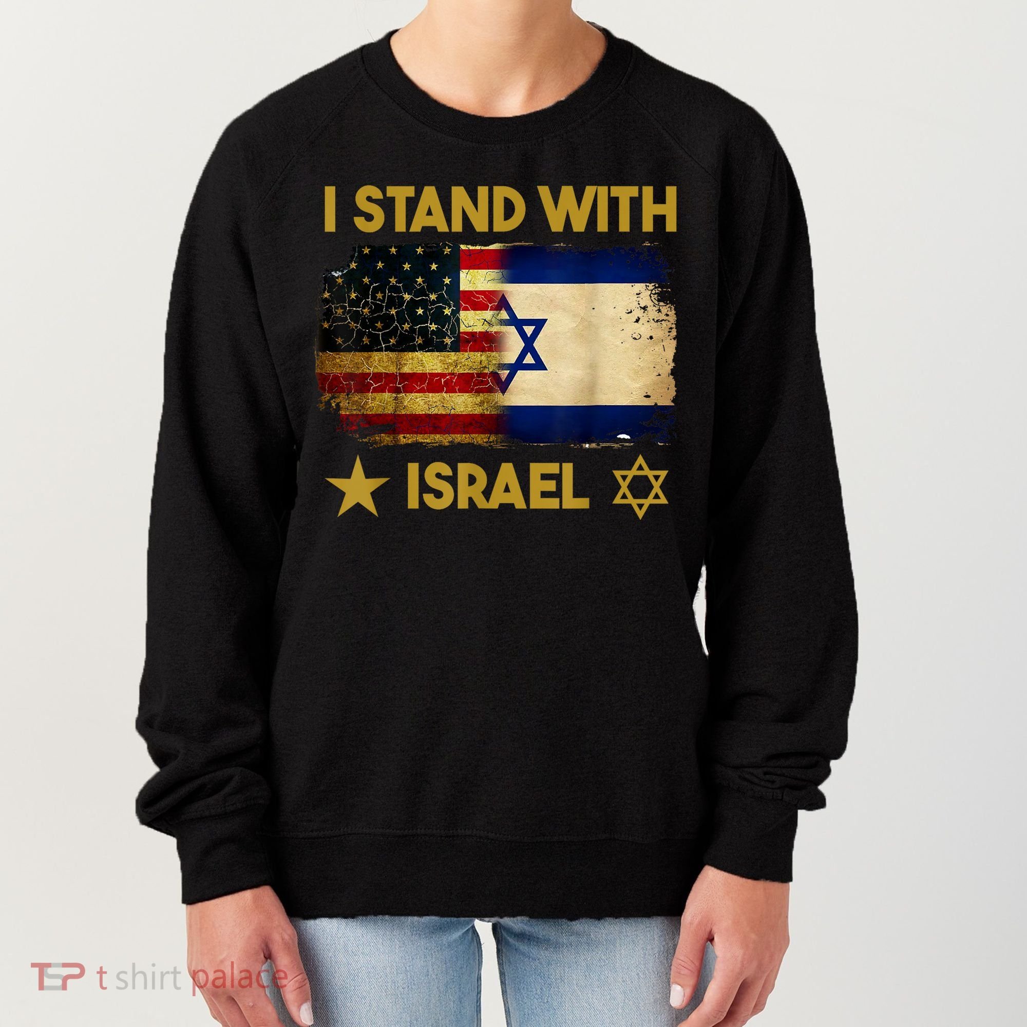 I Stand With Israel America Flag Women's Sweatshirt
