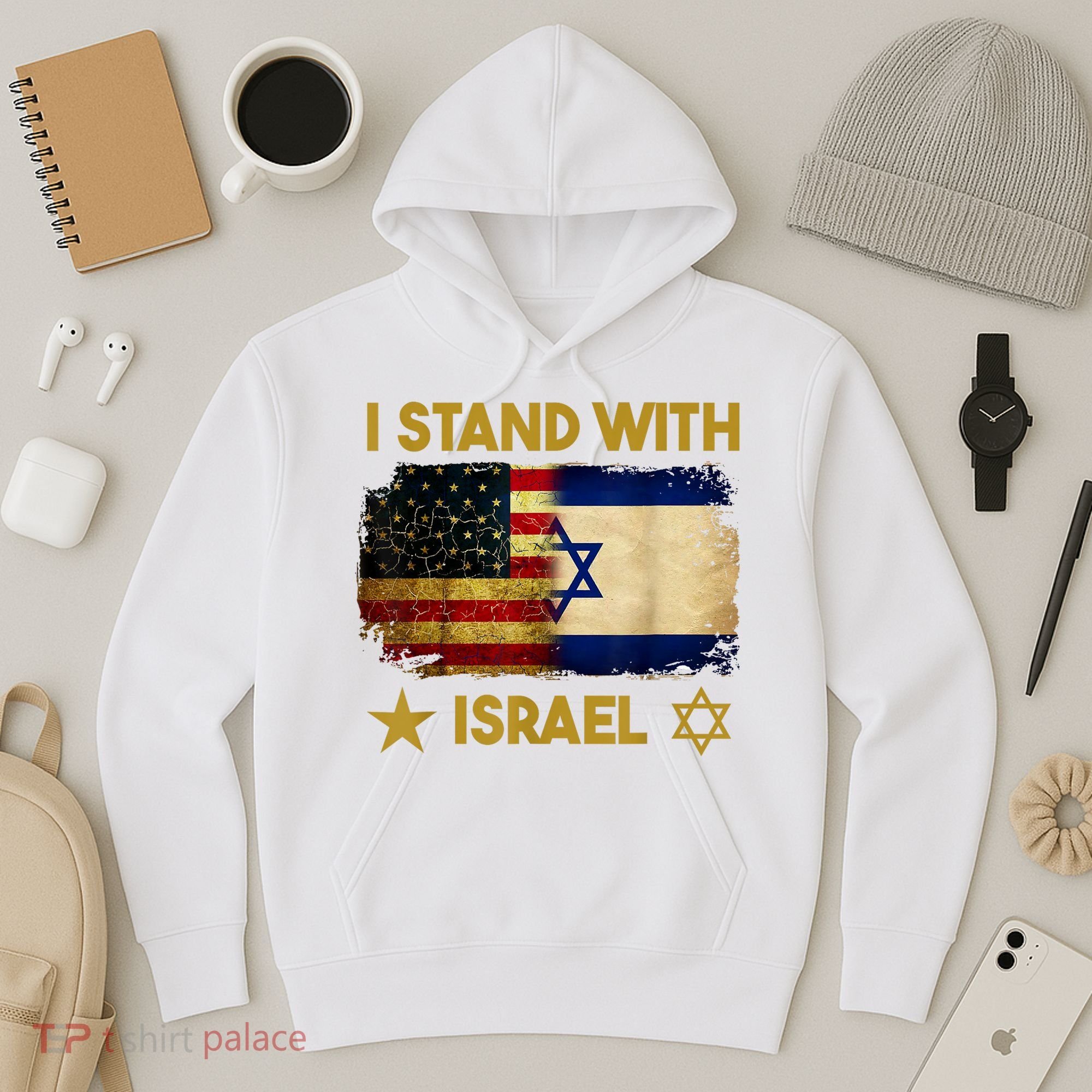 I Stand With Israel America Flag Hoodie