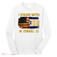I Stand With Israel America Flag Long Sleeve Shirt thumb 0