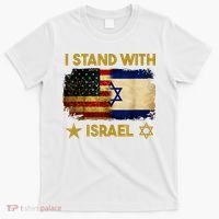 I Stand With Israel America Flag T-Shirt thumb 0