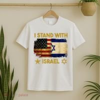 I Stand With Israel America Flag T-Shirt thumb 2