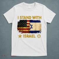 I Stand With Israel America Flag T-Shirt thumb 5