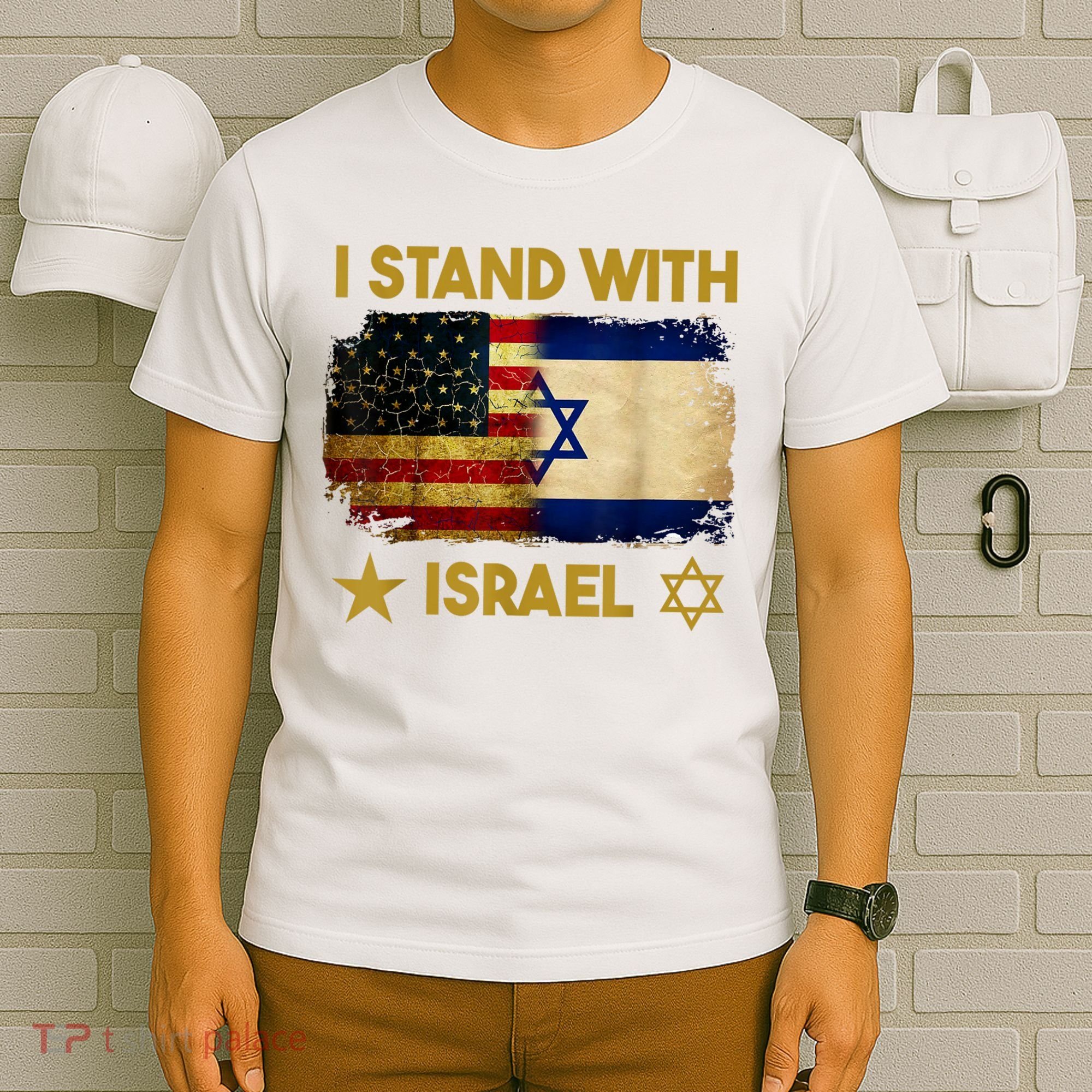 I Stand With Israel America Flag T-Shirt