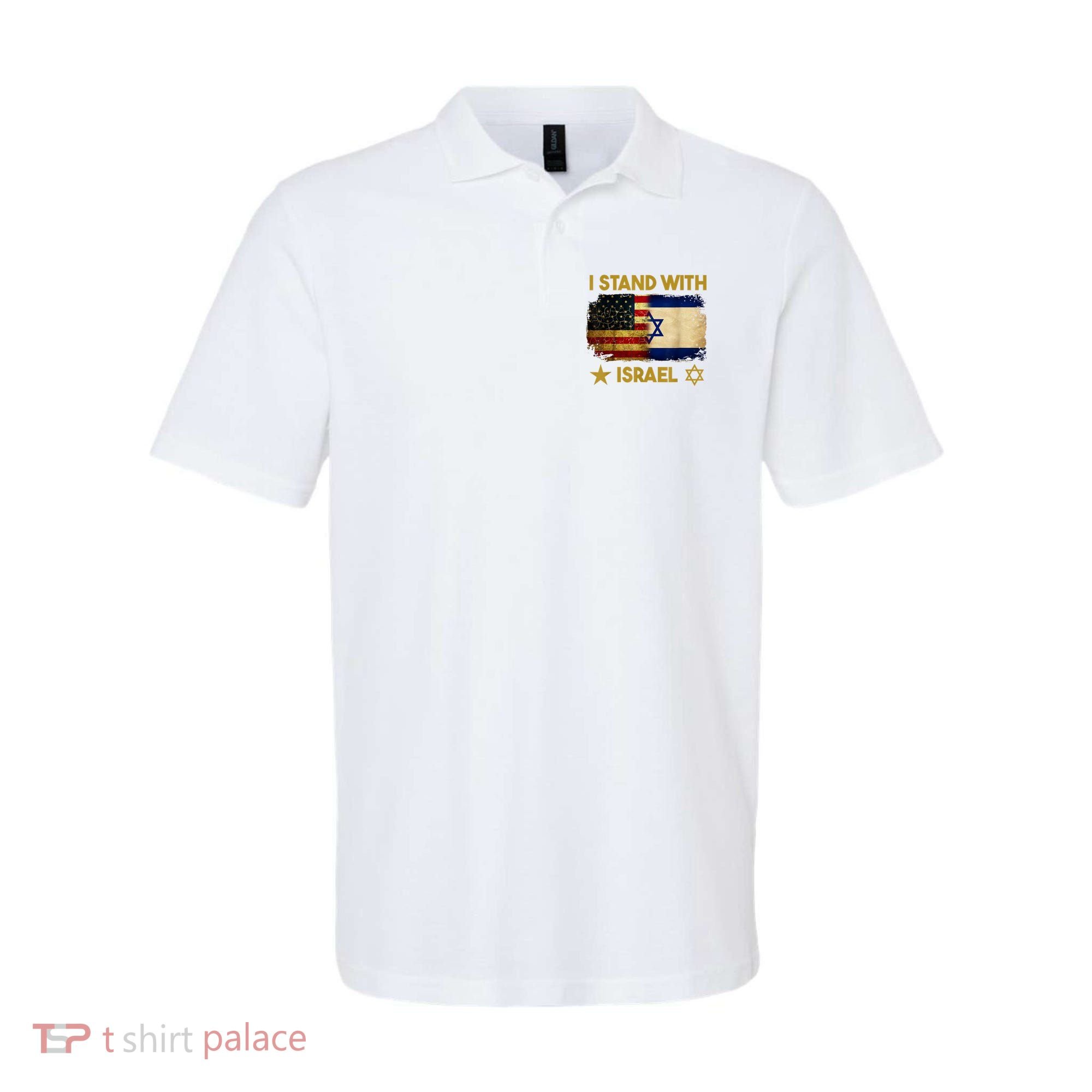 I Stand With Israel America Flag Polo