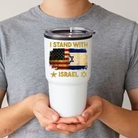 I Stand With Israel America Flag Tumbler thumb 2