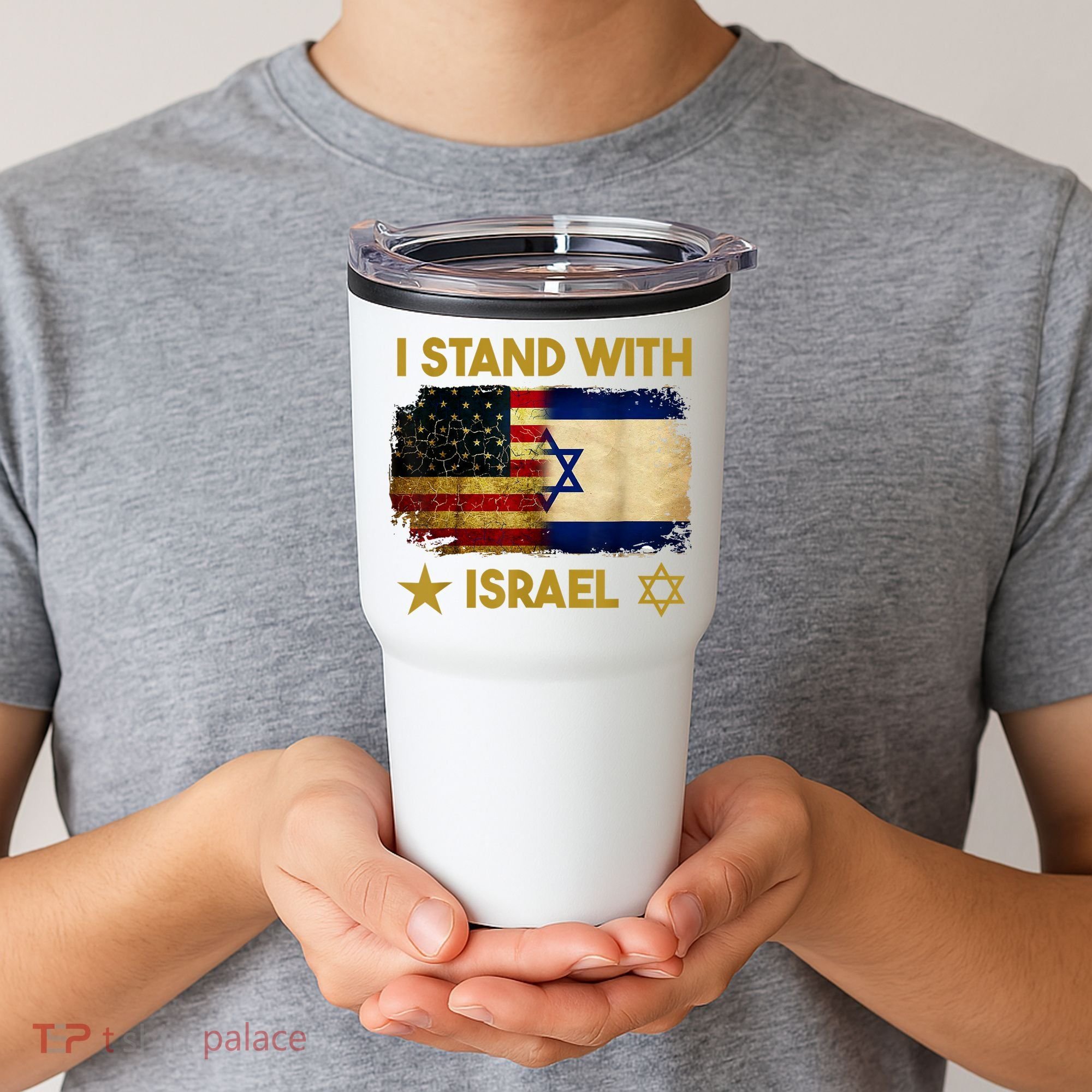 I Stand With Israel America Flag Tumbler