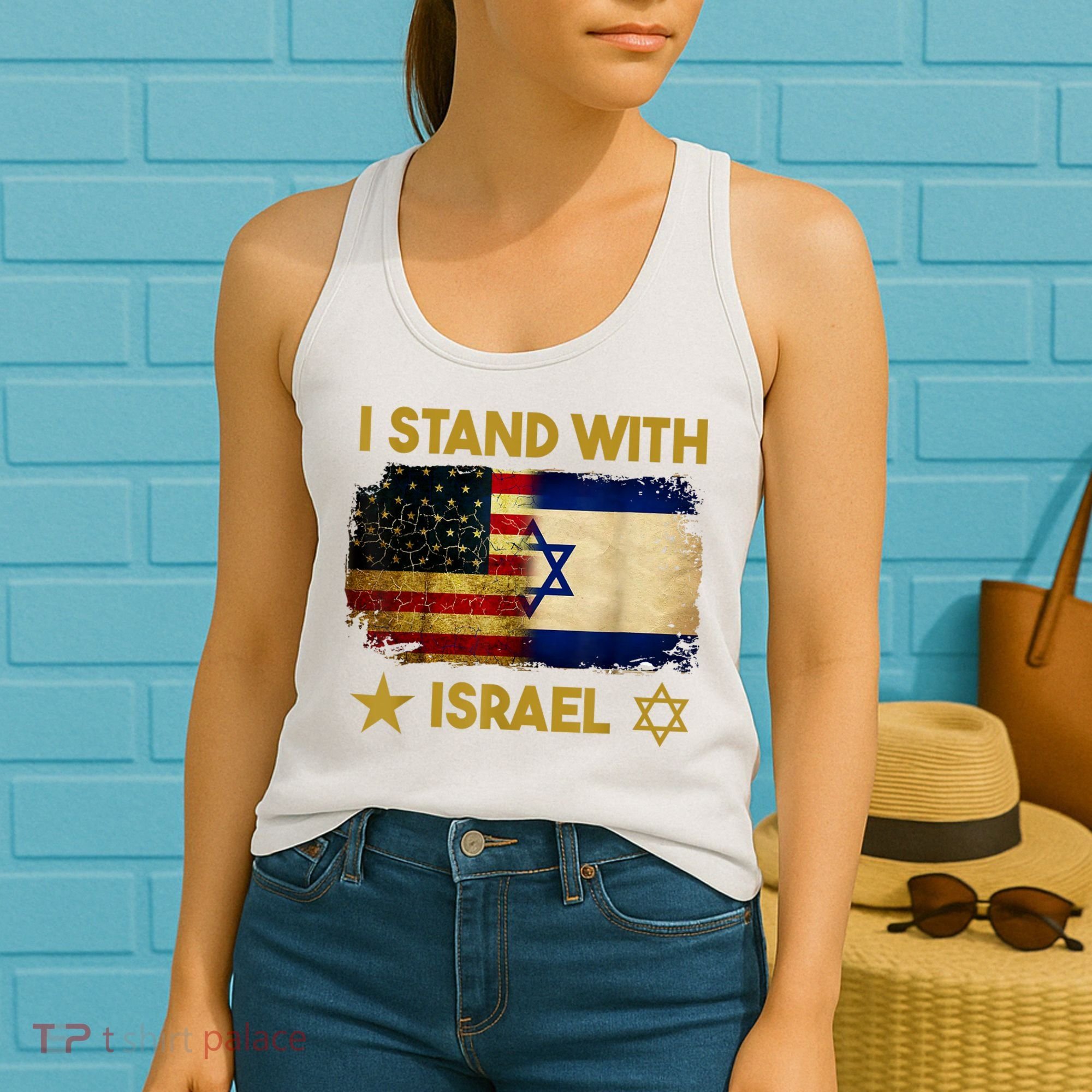 I Stand With Israel America Flag Women's Tank Top