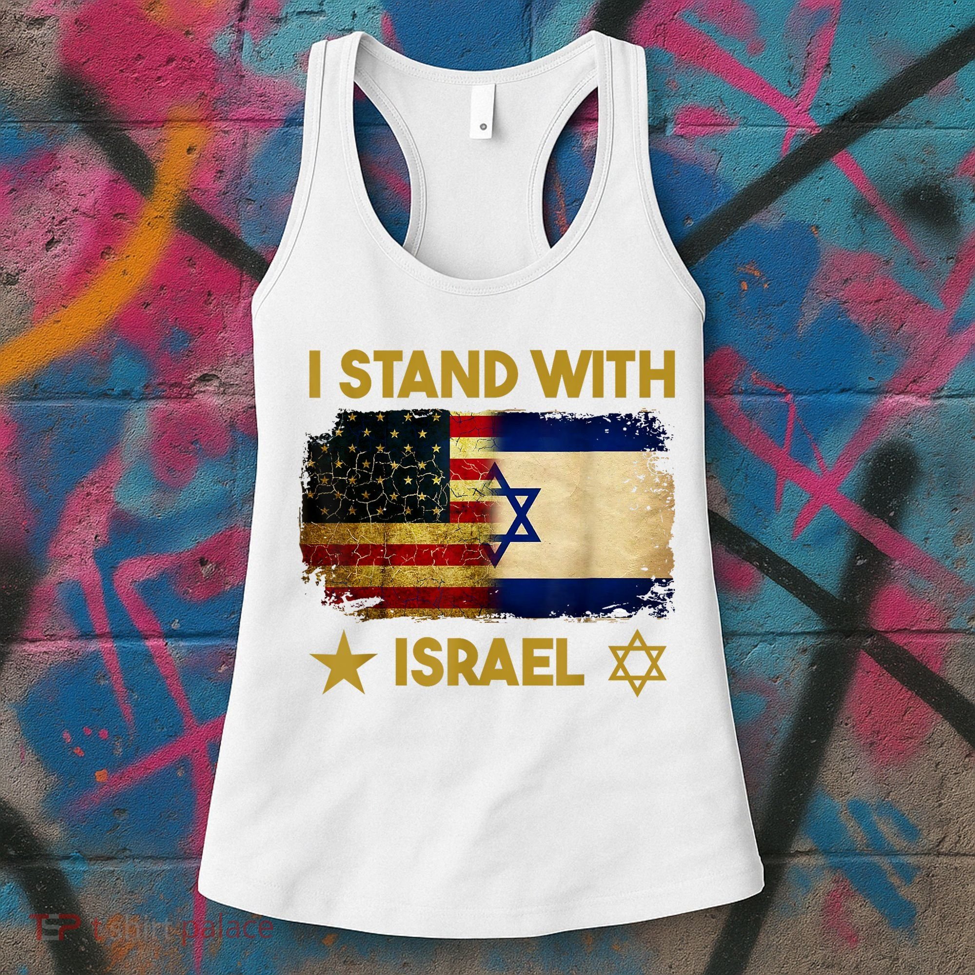 I Stand With Israel America Flag Women's Tank Top
