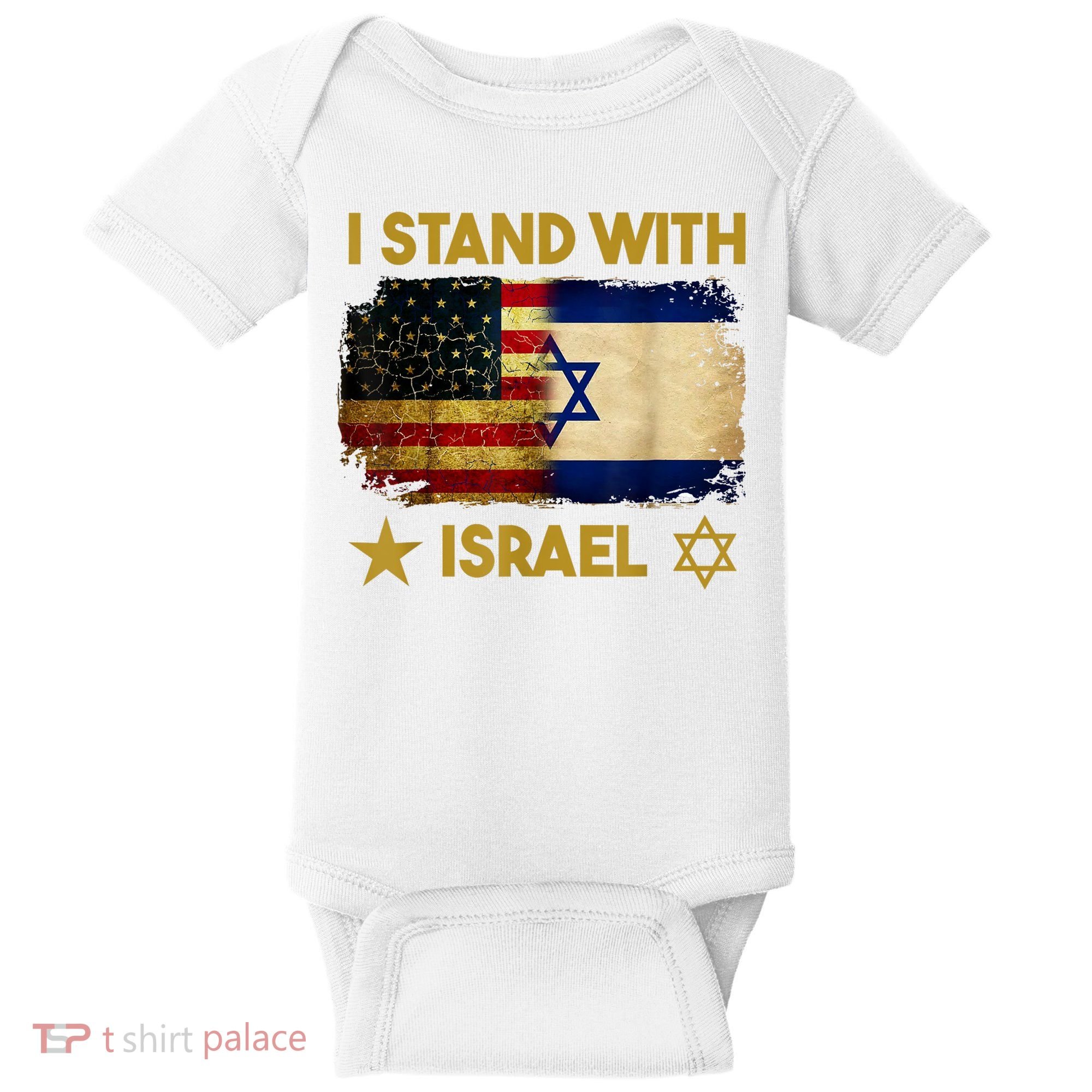 I Stand With Israel America Flag Baby Bodysuit