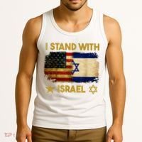 I Stand With Israel America Flag Tank Top thumb 3