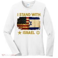I Stand With Israel America Flag Women's Long Sleeve Shirt thumb 0