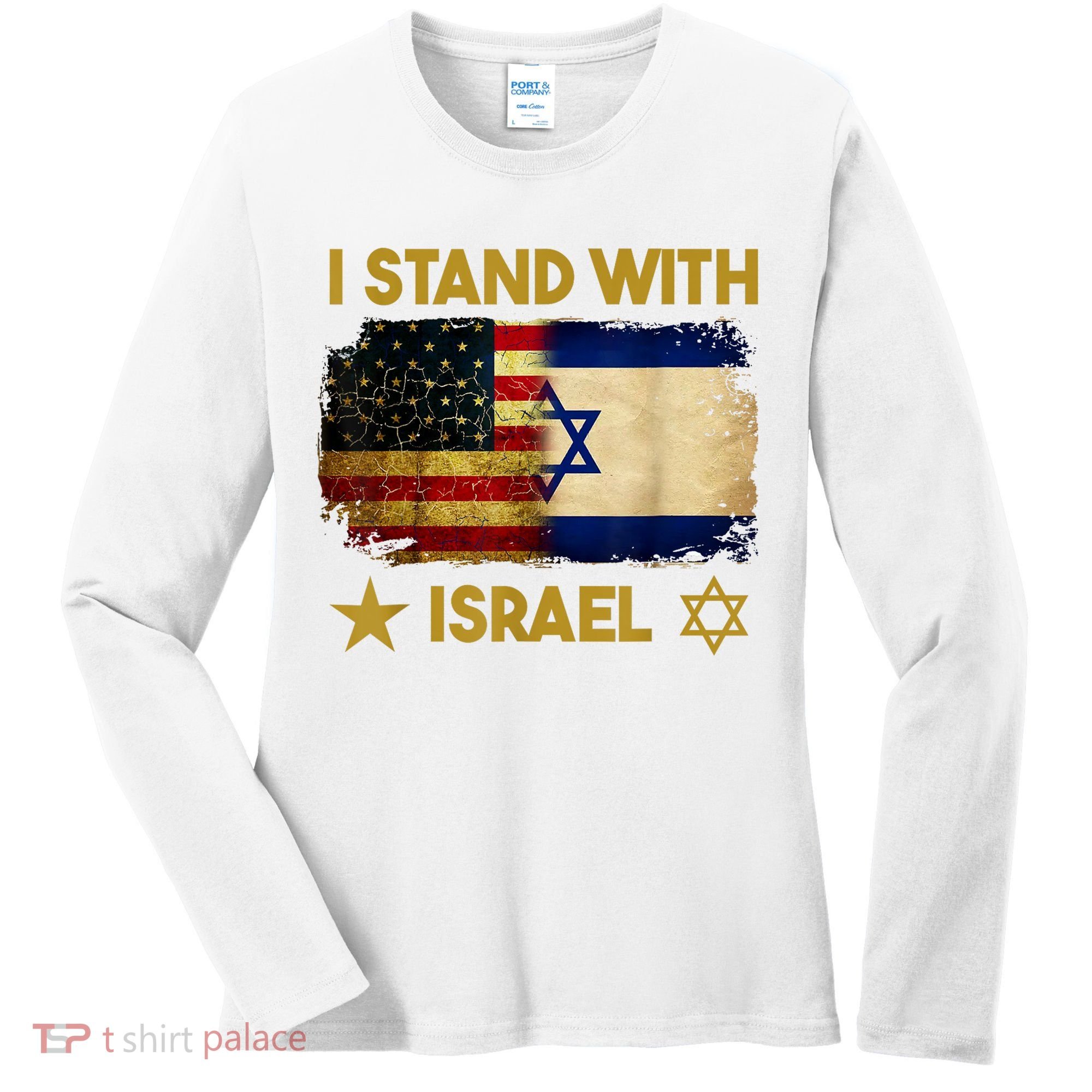 I Stand With Israel America Flag Women's Long Sleeve Shirt