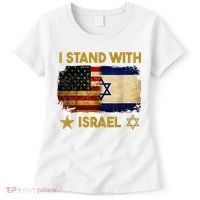 I Stand With Israel America Flag Women's T-Shirt thumb 0
