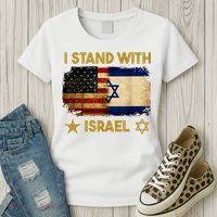 I Stand With Israel America Flag Women's T-Shirt thumb 3