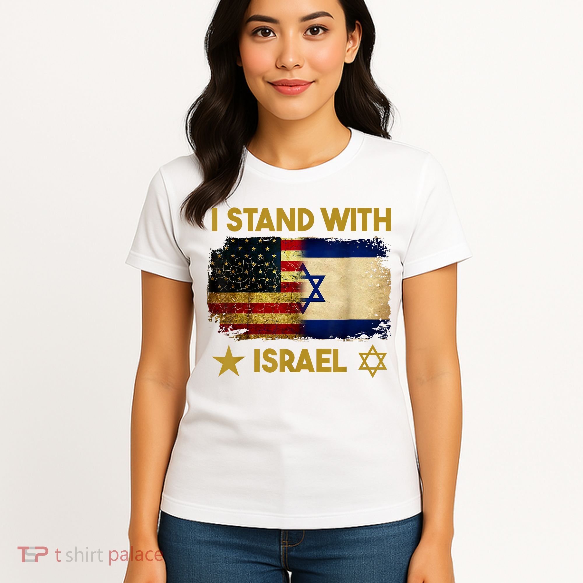 I Stand With Israel America Flag Women's T-Shirt