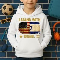 I Stand With Israel America Flag Kids Hoodie thumb 2