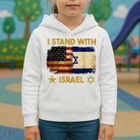 I Stand With Israel America Flag Kids Hoodie thumb 3