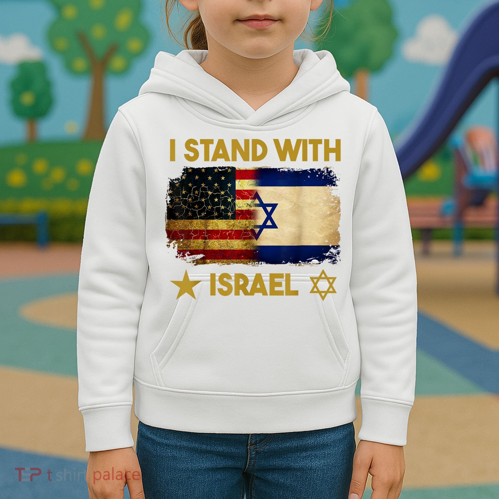 I Stand With Israel America Flag Kids Hoodie