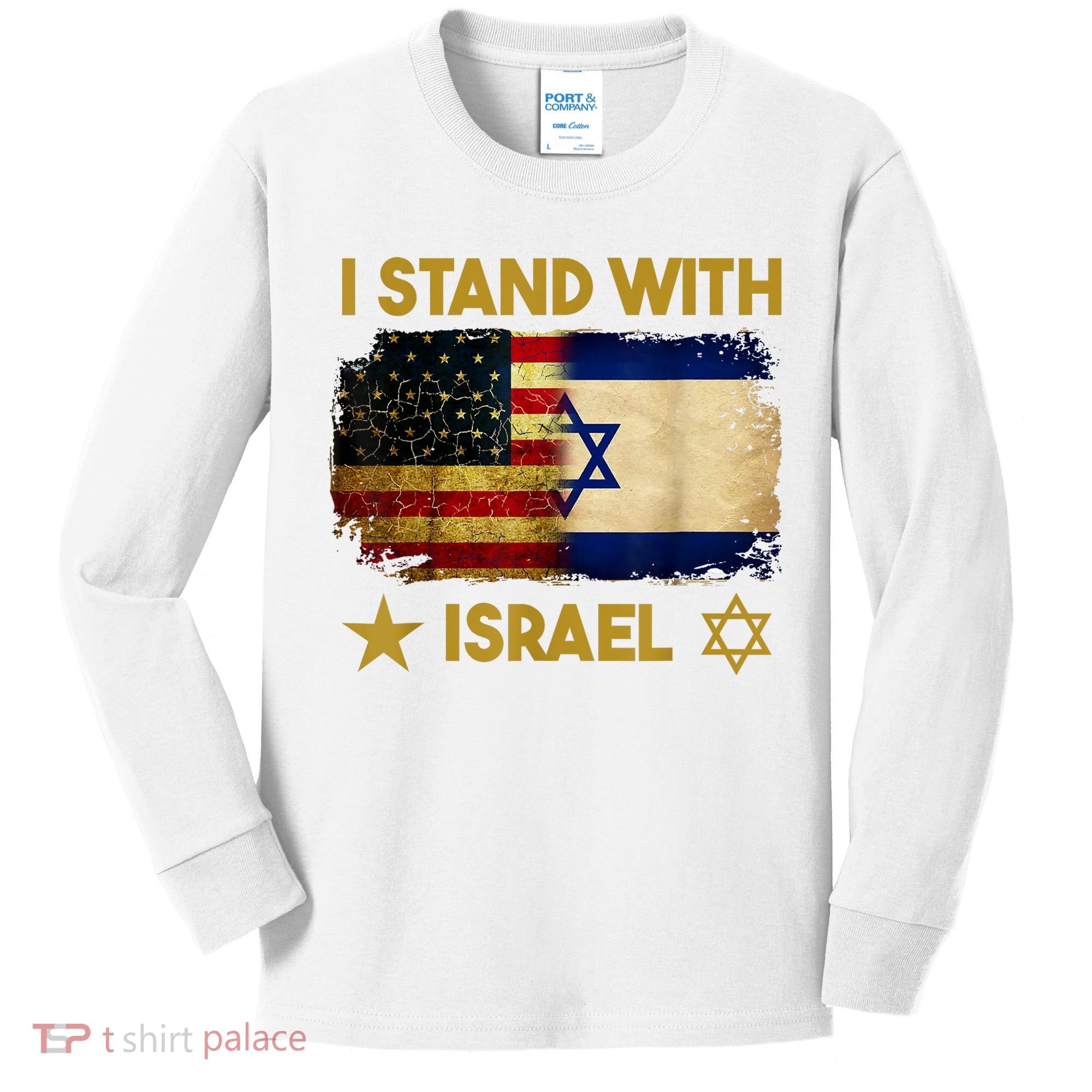 I Stand With Israel America Flag Kids Long Sleeve Shirt