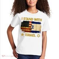 I Stand With Israel America Flag Kids T-Shirt thumb 2
