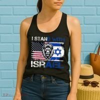 I Stand With Israel US Support Lion Love Israeli Brotherhood Women's Tank Top thumb 2