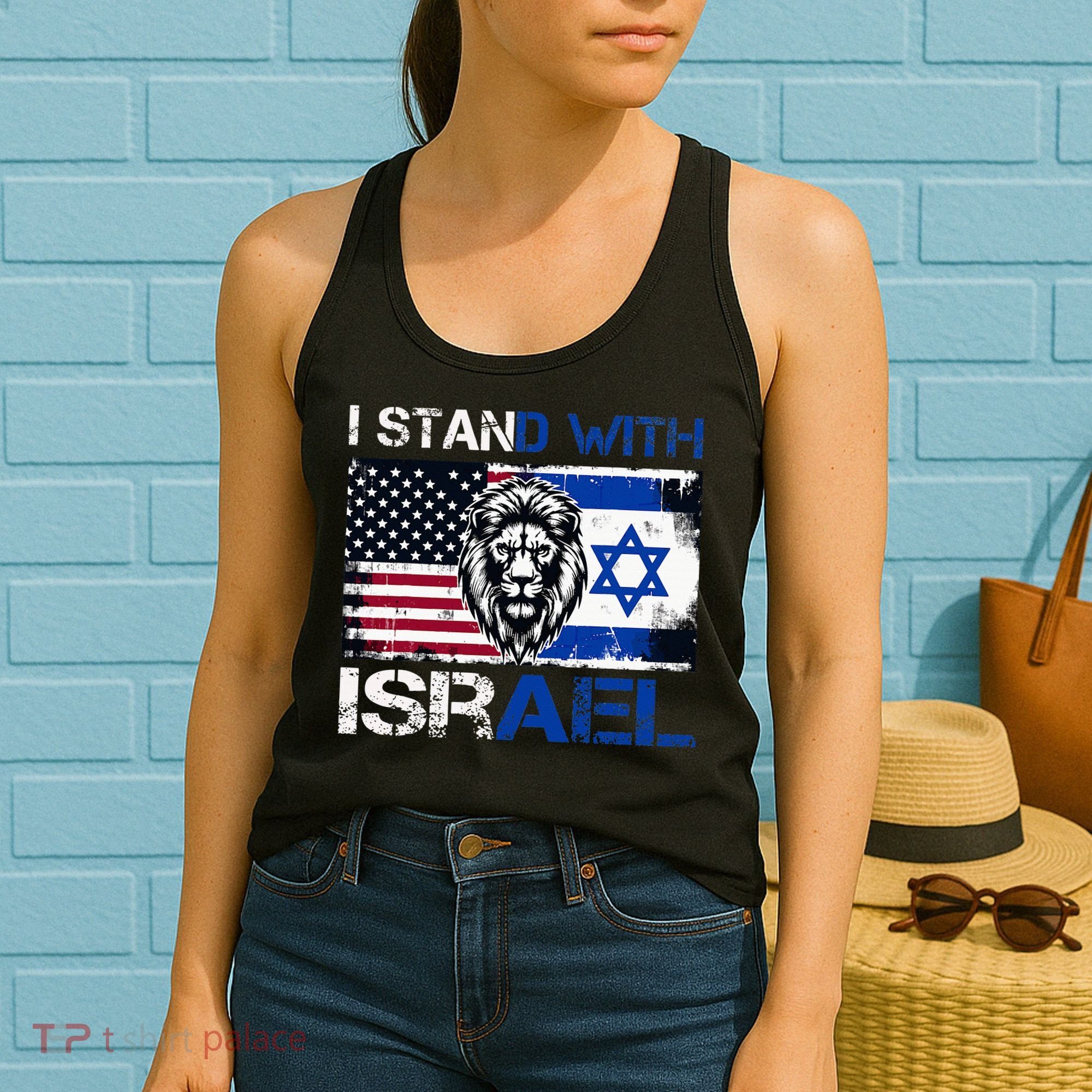 I Stand With Israel US Support Lion Love Israeli Brotherhood Women's Tank Top