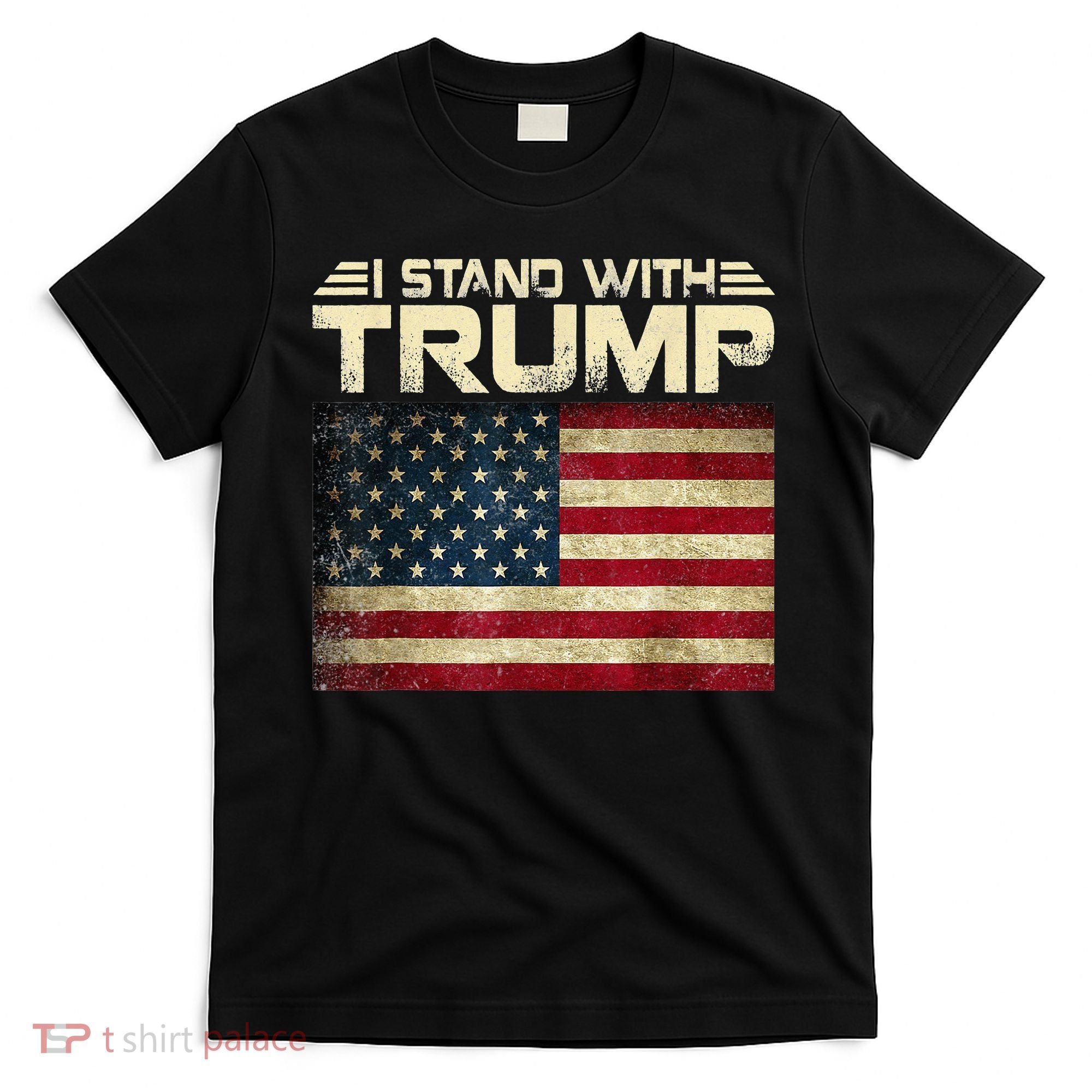 I Stand With Trump American Flag USA Vintage T-Shirt