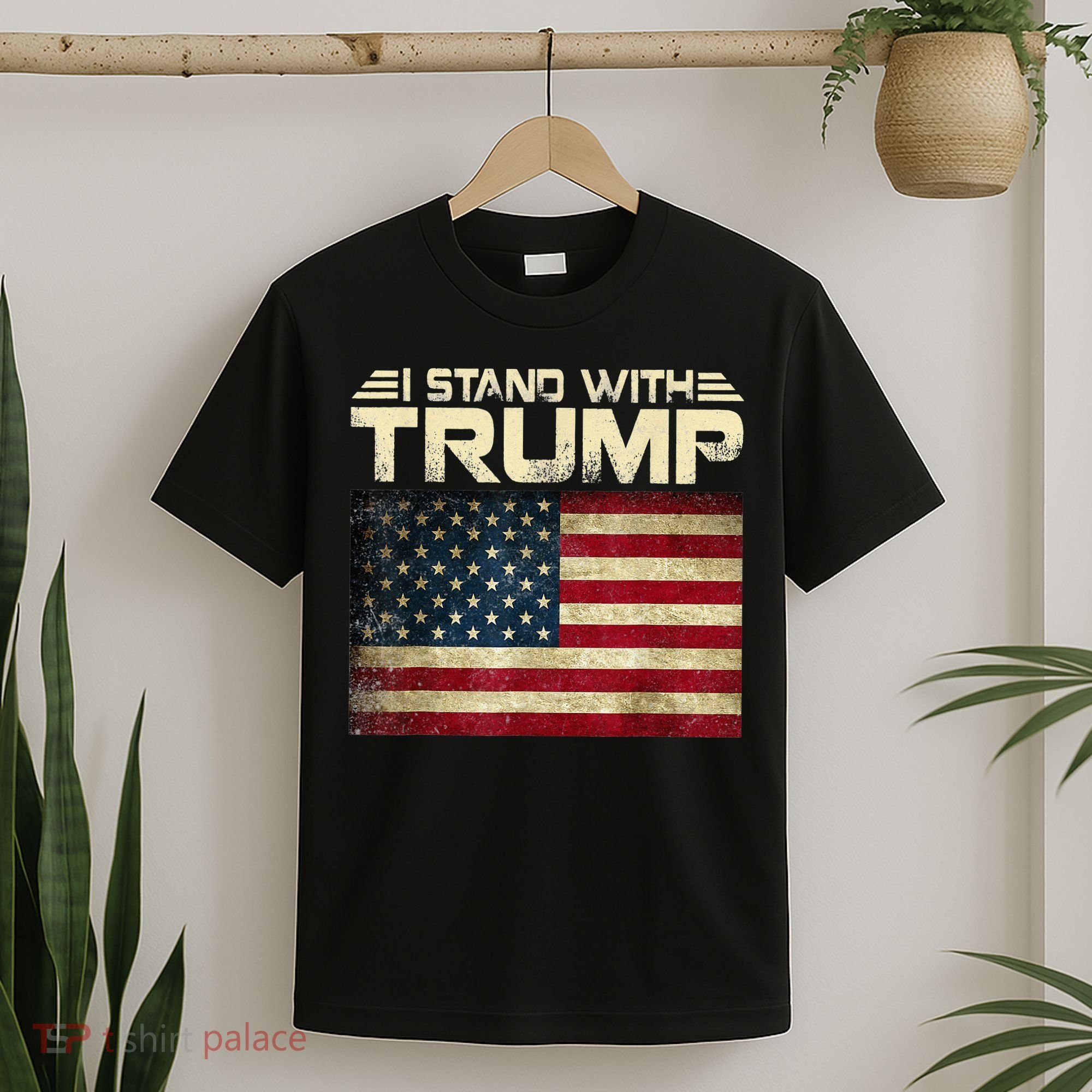 I Stand With Trump American Flag USA Vintage T-Shirt