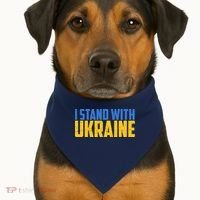 I Stand With Ukraine Support Ukraine USA-Made Doggie Bandana thumb 1
