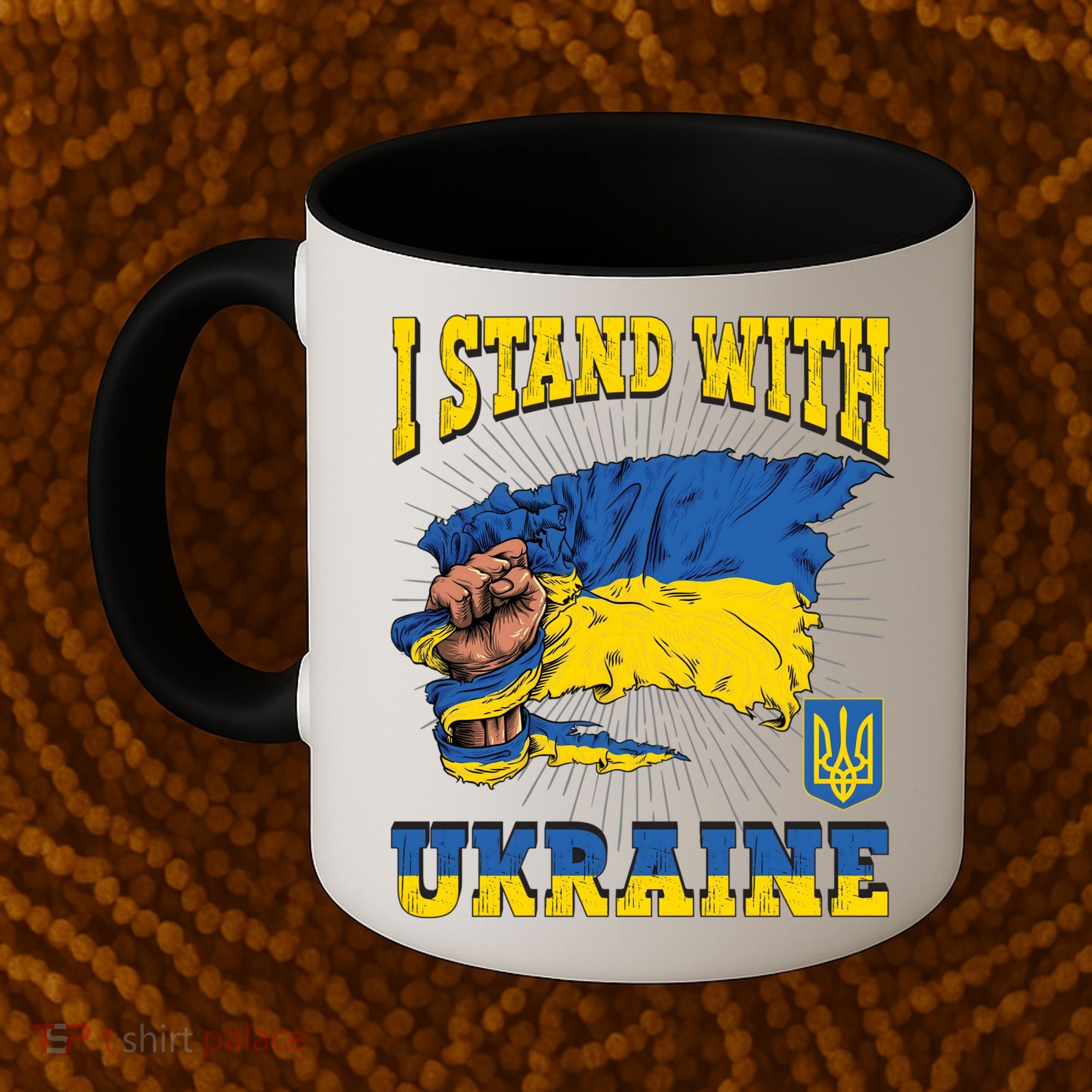 I Stand With Ukraine Ukrainian Fist Flag Meaningful Gift Coffee Mug