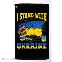 I Stand With Ukraine Ukrainian Fist Flag Meaningful Gift Golf Towel thumb 0