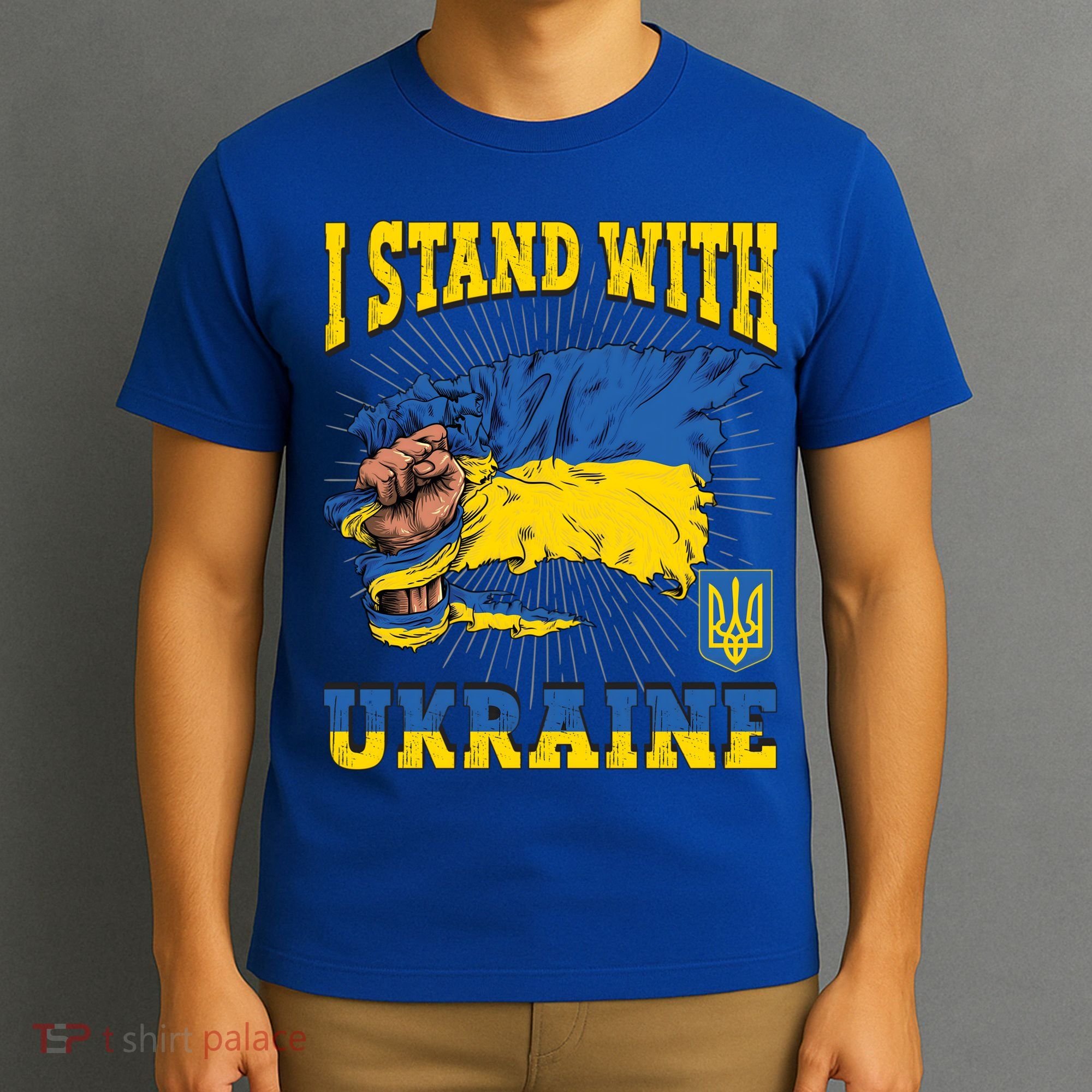 I Stand With Ukraine Ukrainian Fist Flag Meaningful Gift T-Shirt