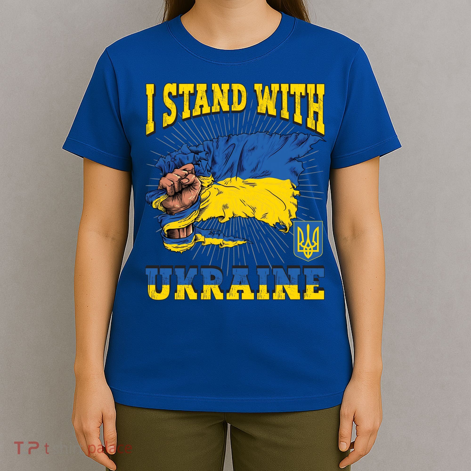 I Stand With Ukraine Ukrainian Fist Flag Meaningful Gift T-Shirt