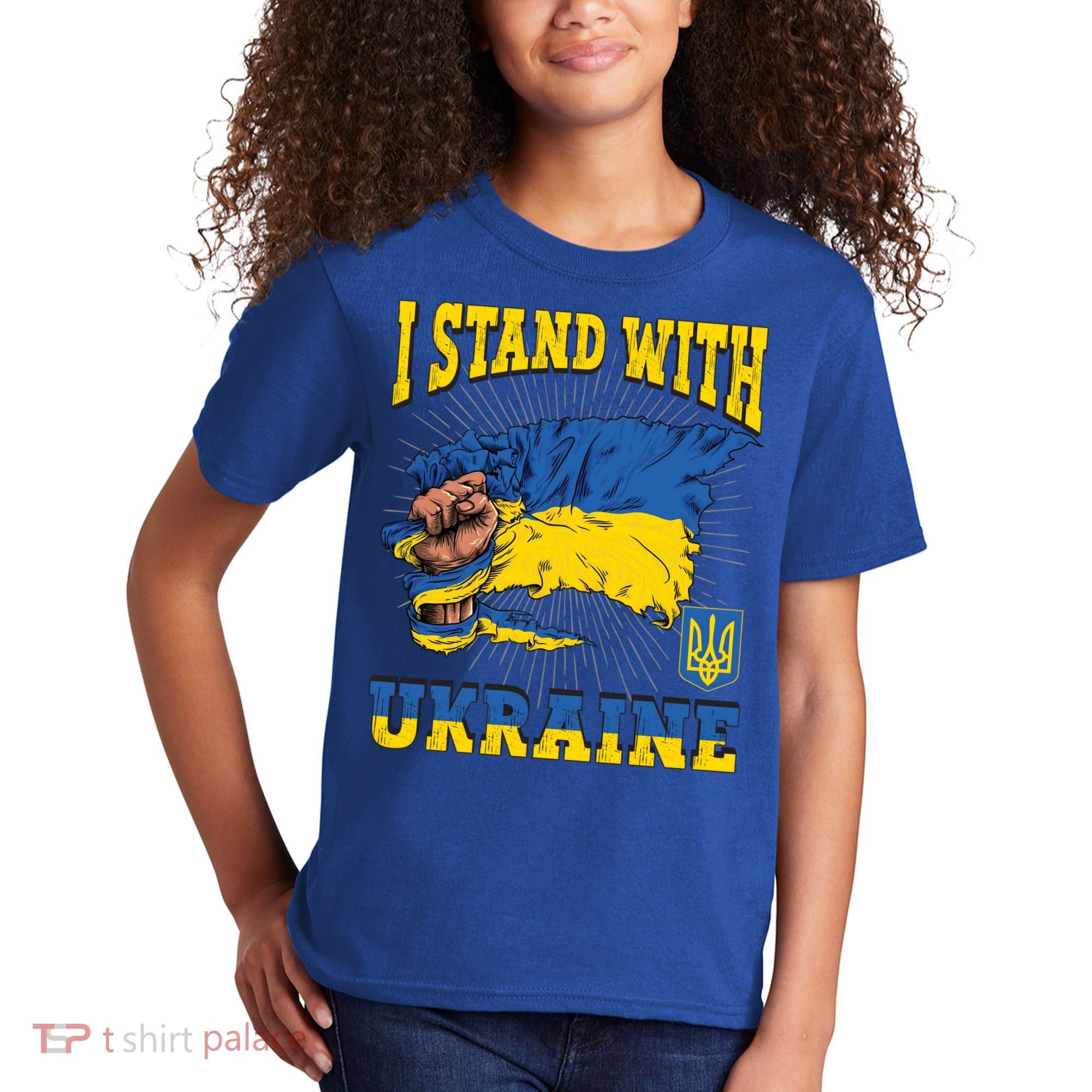 I Stand With Ukraine Ukrainian Fist Flag Meaningful Gift Kids T-Shirt