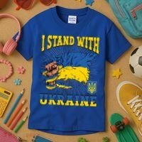 I Stand With Ukraine Ukrainian Fist Flag Meaningful Gift Kids T-Shirt thumb 3