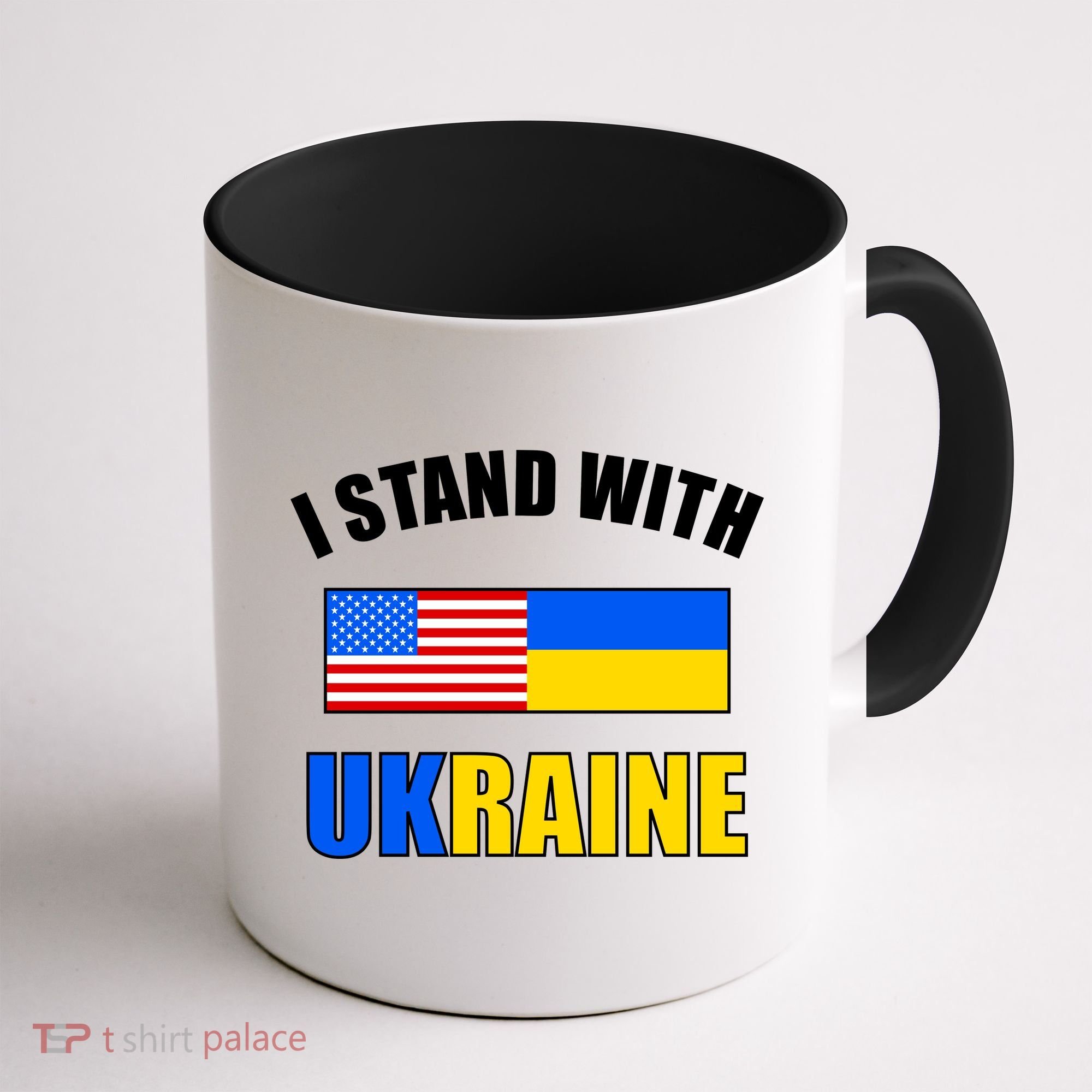 I Stand With Ukraine USA Support Flags United Coffee Mug