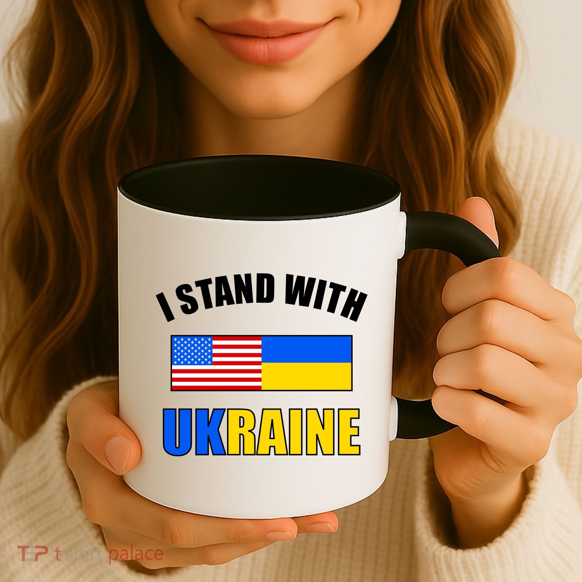 I Stand With Ukraine USA Support Flags United Coffee Mug