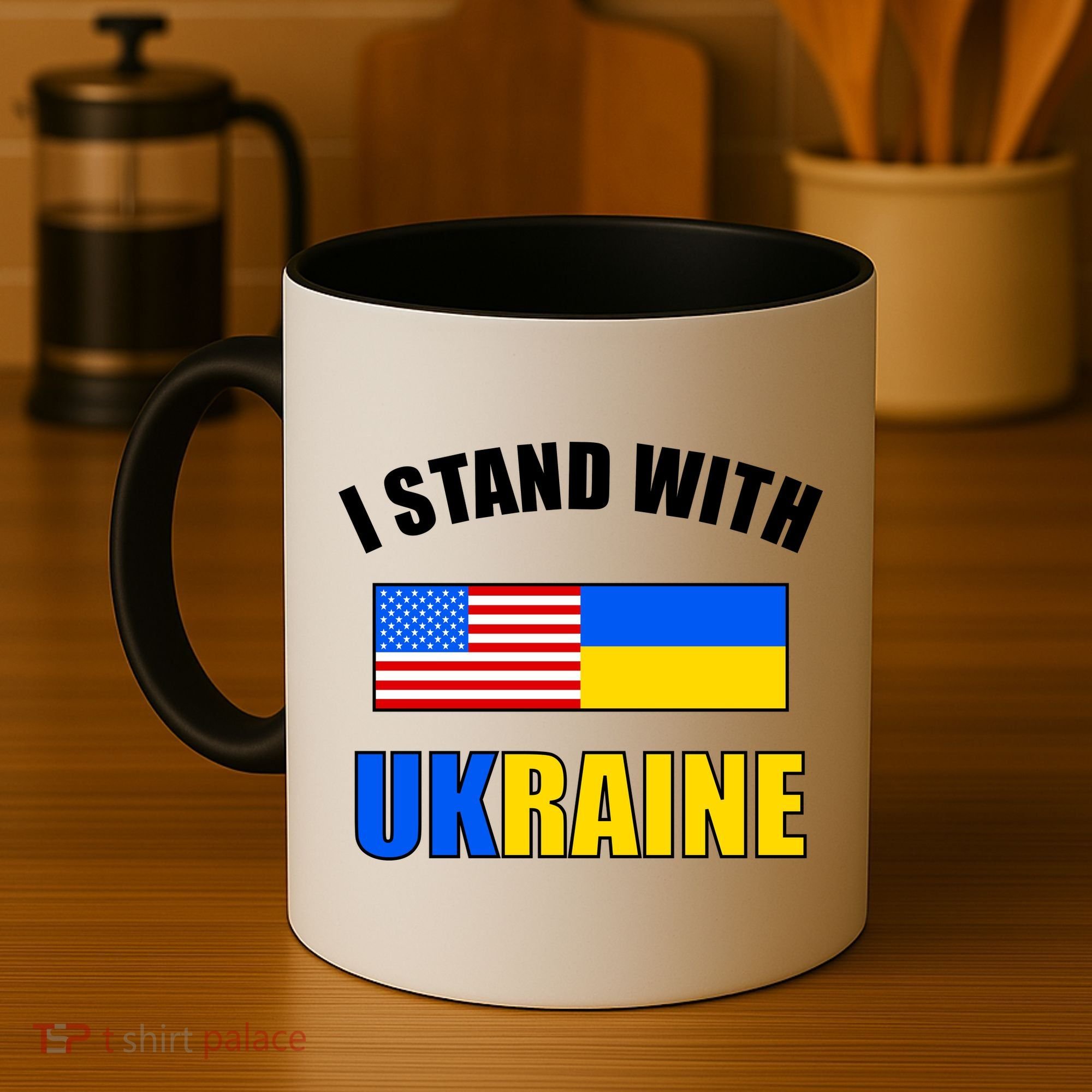 I Stand With Ukraine USA Support Flags United Coffee Mug