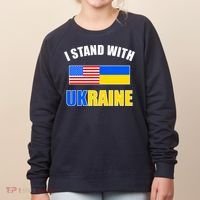 I Stand With Ukraine USA Support Flags United Women's Sweatshirt thumb 0